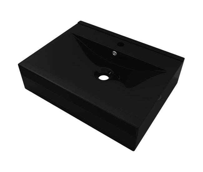 Lavabo - lavamanos rectangular cerámica orificio de grifo negro 60x46 cm