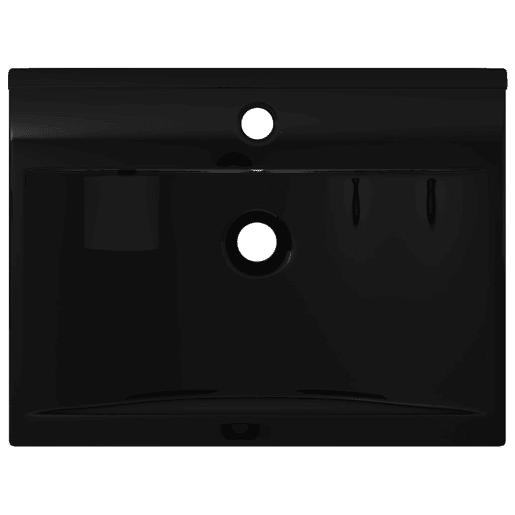 Lavatório - Lavabo - Pia de banheiro cerâmico retang. luxososo preto furo torneira 60x46cm