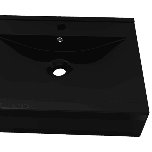 Lavatório - Lavabo - Pia de banheiro cerâmico retang. luxososo preto furo torneira 60x46cm