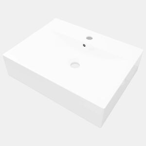 Lavatório - Lavabo - Pia de banheiro cerâmico retangular luxososo branco, furo torneira 60x46cm