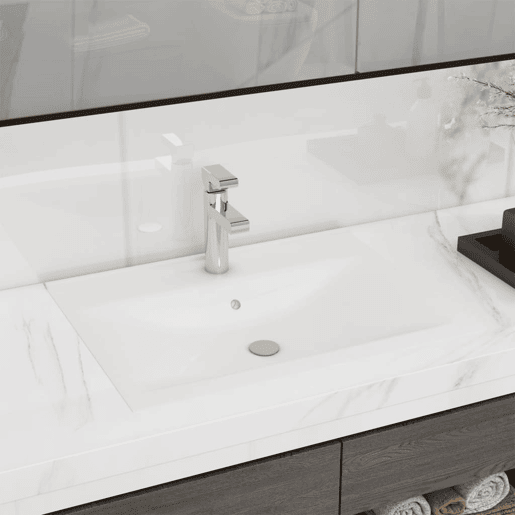 Lavatório - Lavabo - Pia de banheiro cerâmico retangular luxososo branco, furo torneira 60x46cm