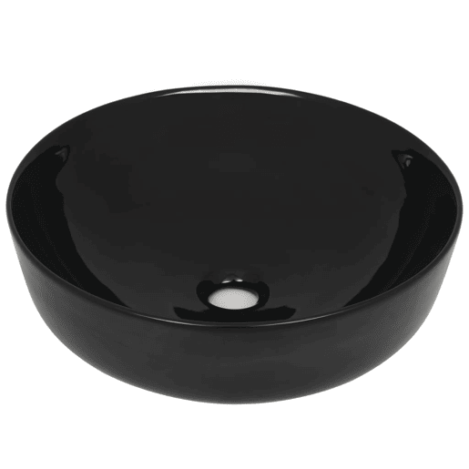 Lavatório - Lavabo - Pia de banheiro redondo em cerâmica 41,5x13,5 cm preto