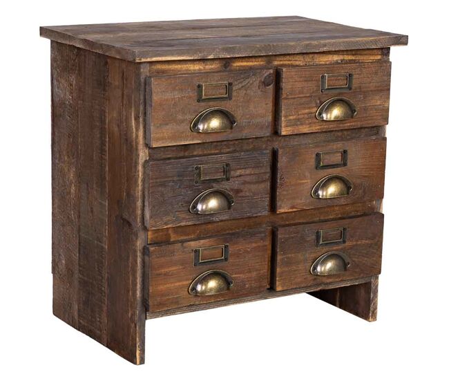 Mesita de 6 cajones de madera 48,5x31x46h cm