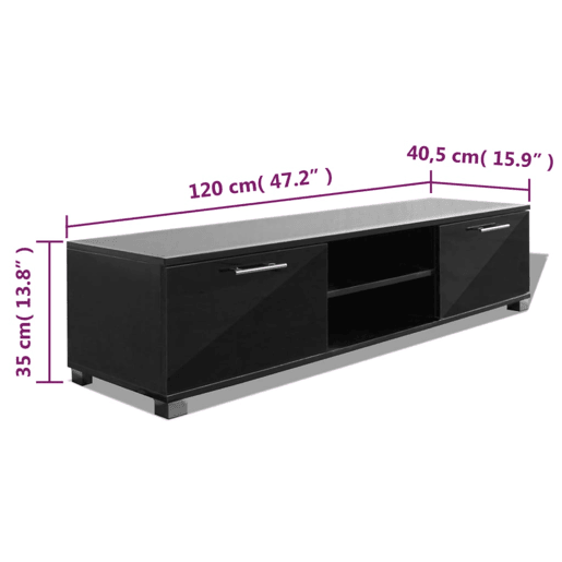 Móvel de TV - Modulo de TV - Armário de TV 120x40,5x35 cm preto brilhante