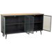Aparador de metal y madera con vidrio, Aparador de metal y madera con vidrio, Negro