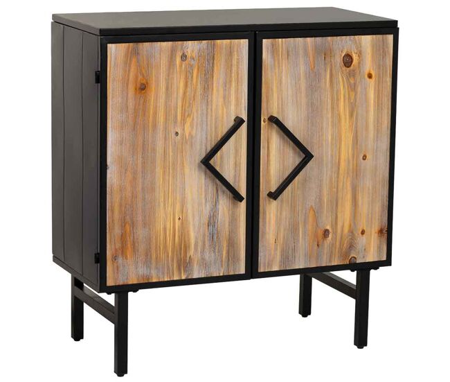 Aparador de metal y madera 2 puertas, negro75x35x81h cm