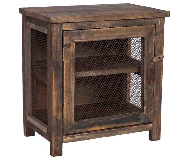 Mesita de madera y cristal 38x24x40h cm