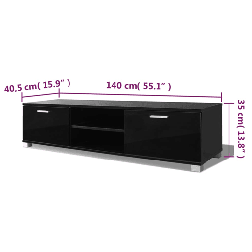 Móvel de TV - Modulo de TV - Armário de TV 140x40,5x35 cm preto brilhante