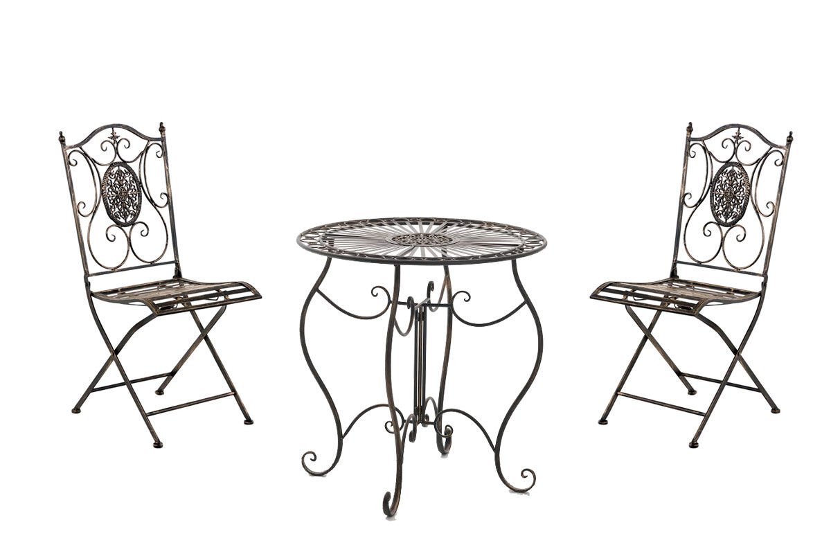 Conjunto de mesa & 2 sillas plegables aldeano metal bronce 49x42x91.5 cm