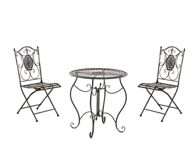 Conjunto de mesa & 2 sillas plegables aldeano metal bronce 49x42x91.5 cm