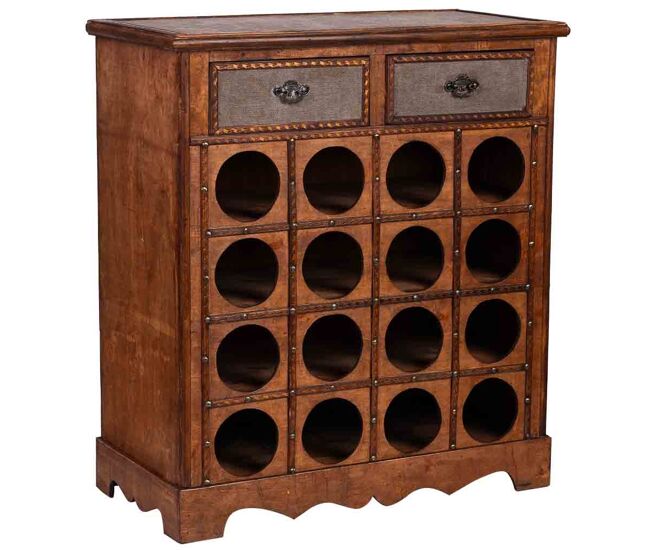 Baul botellero de madera marrón 63x31x69.5h cm