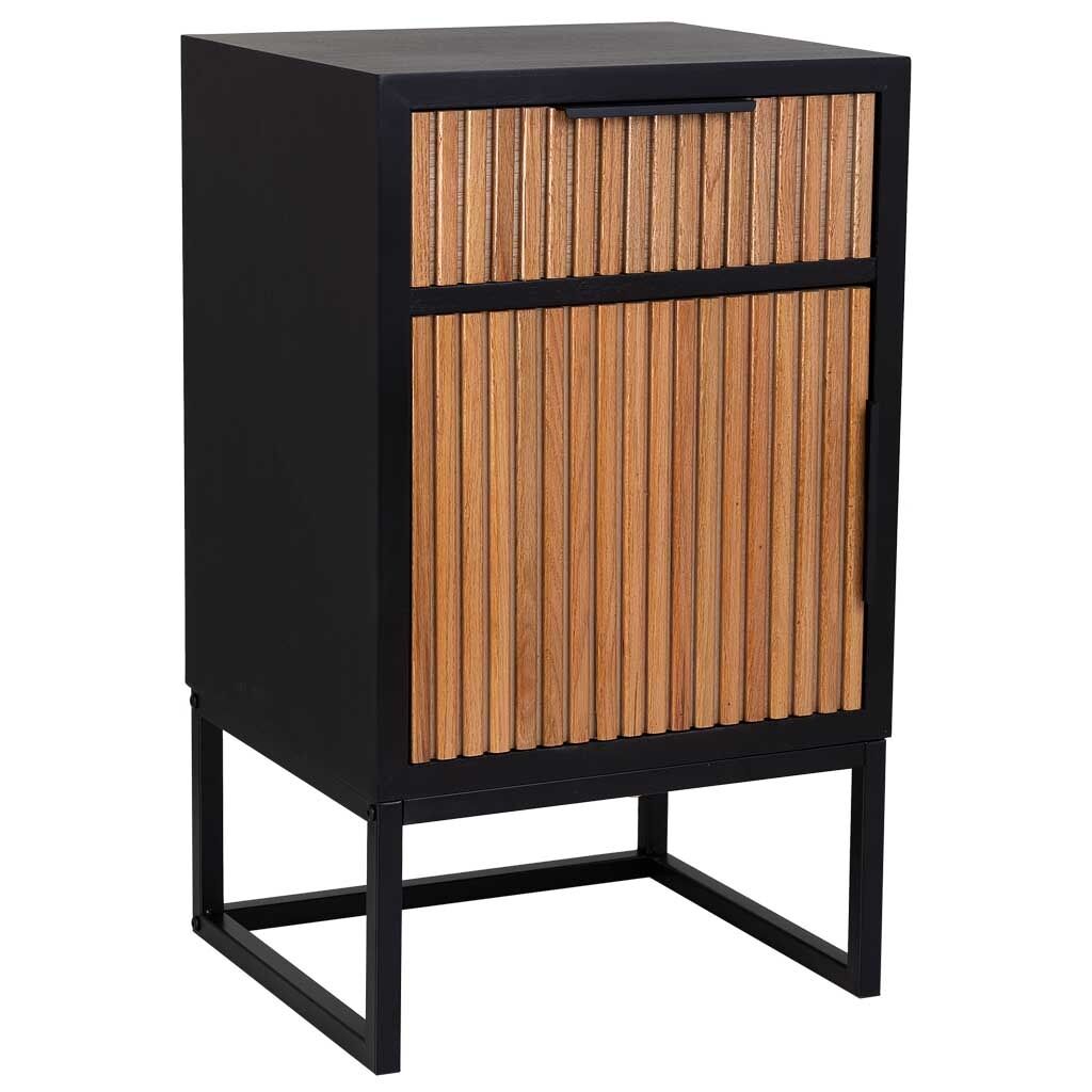 Mesita madera y metal 1 cajón y 1 puerta 42x36,5x71h cm