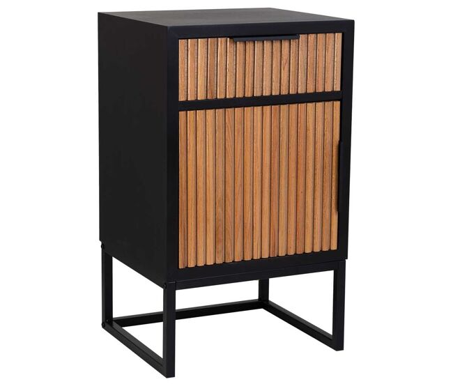 Mesita madera y metal 1 cajón y 1 puerta 42x36,5x71h cm