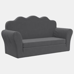 Sofá-cama infantil, Sofá conversível para crianças de 2 lugares pelúcia macia antracite