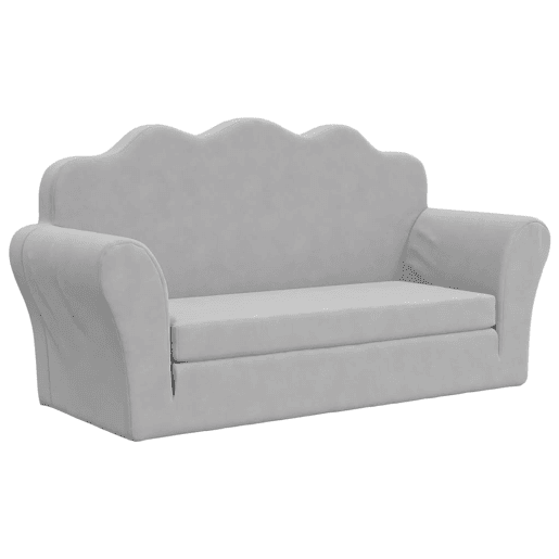 Sofá-cama infantil, Sofá conversível para crianças de 2 lugares pelúcia macia cinzento-claro