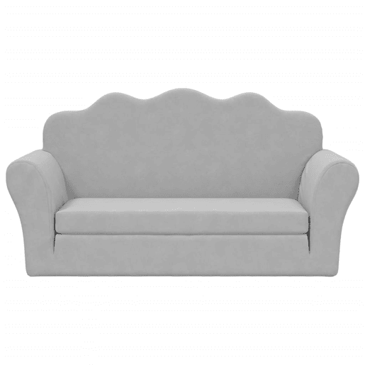 Sofá-cama infantil, Sofá conversível para crianças de 2 lugares pelúcia macia cinzento-claro