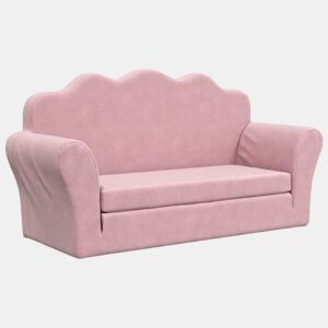 Sofá-cama infantil, Sofá conversível de 2 lugares pelúcia macia rosa