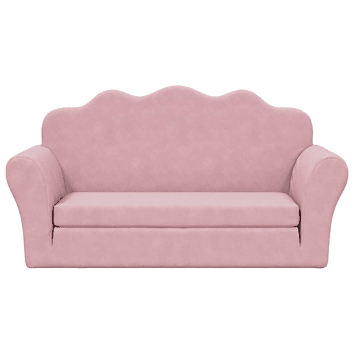 Sofá-cama infantil, Sofá conversível de 2 lugares pelúcia macia rosa