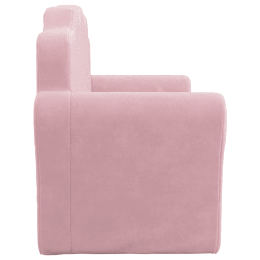 Sofá-cama infantil, Sofá conversível de 2 lugares pelúcia macia rosa