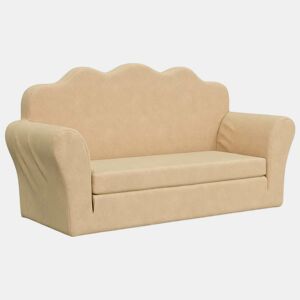 Sofá-cama infantil, Sofá conversível para crianças de 2 lugares pelúcia macia cor creme