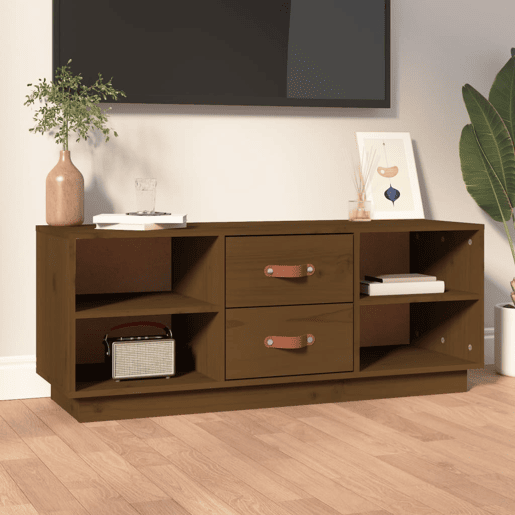 Móvel de TV - Modulo de TV - Armário de TV 100x34x40 cm madeira de pinho maciça castanho mel
