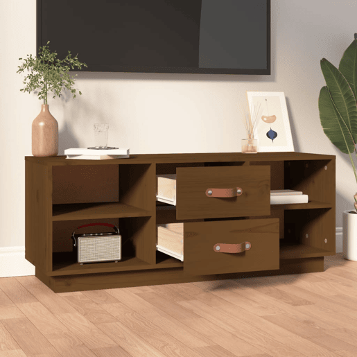Móvel de TV - Modulo de TV - Armário de TV 100x34x40 cm madeira de pinho maciça castanho mel