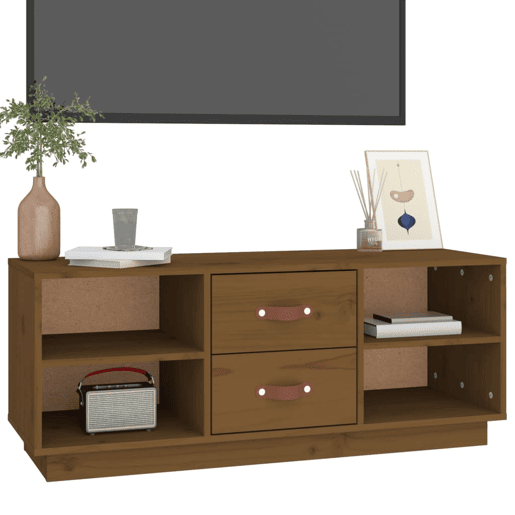 Móvel de TV - Modulo de TV - Armário de TV 100x34x40 cm madeira de pinho maciça castanho mel