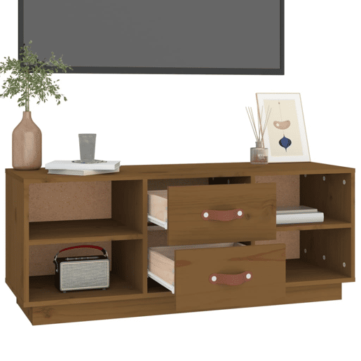 Móvel de TV - Modulo de TV - Armário de TV 100x34x40 cm madeira de pinho maciça castanho mel