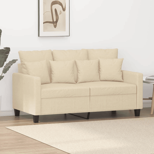 Sofá de 2 lugares - Sofá fixo tecido 120 cm cor creme Sofá de 2 lugares - Sofá fixo tecido 120 cm cor creme