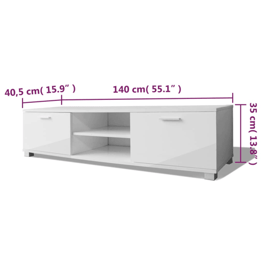 Móvel de TV - Modulo de TV - Armário de TV 140x40,5x35 cm branco brilhante Móvel de TV - Modulo de TV - Armário de TV 140x40,5x35 cm branco brilhante