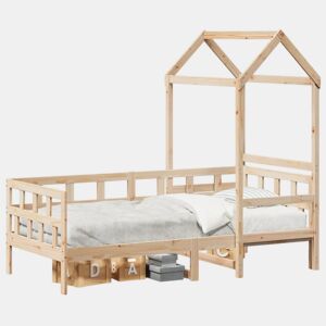 Cama infantil - Cama para crianças com telhado 80x200 cm madeira de pinho maciça