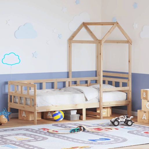 Cama infantil - Cama para crianças com telhado 80x200 cm madeira de pinho maciça Cama infantil - Cama para crianças com telhado 80x200 cm madeira de pinho maciça