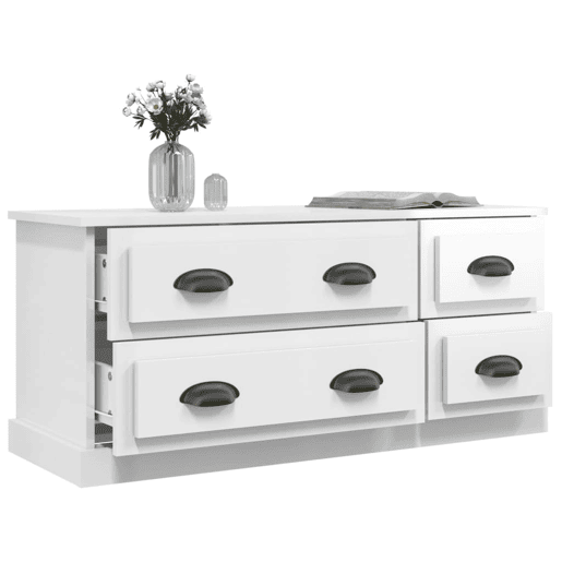 Móvel de TV - Modulo de TV - Armário de TV 100x35,5x45 cm derivados madeira branco brilhante