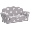 Sofá-cama infantil, Sofá conversível 2 lugares c estrelas pelúcia cinzento-claro