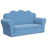 Sofá-cama infantil, Sofá conversível para crianças de 2 lugares pelúcia macia azul