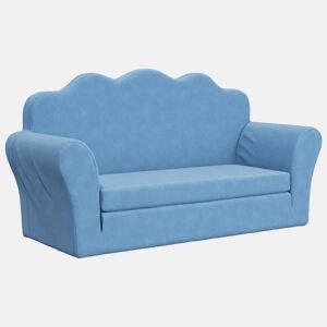 Sofá-cama infantil, Sofá conversível para crianças de 2 lugares pelúcia macia azul