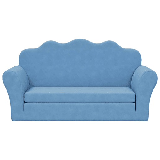 Sofá-cama infantil, Sofá conversível para crianças de 2 lugares pelúcia macia azul Sofá-cama infantil, Sofá conversível para crianças de 2 lugares pelúcia macia azul