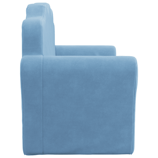 Sofá-cama infantil, Sofá conversível para crianças de 2 lugares pelúcia macia azul Sofá-cama infantil, Sofá conversível para crianças de 2 lugares pelúcia macia azul