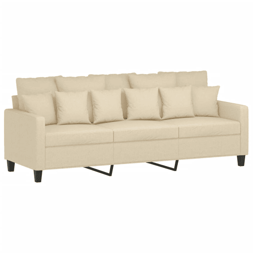 Sofá de 3 lugares - Sofá fixo tecido 180 cm cor creme