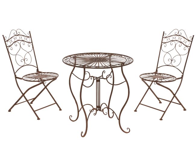 Conjunto de muebles de jardín indra metal marrón antiguo 50x40x92 cm