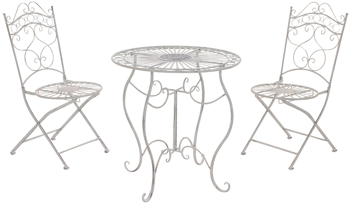 Conjunto de muebles de jardín indra metal blanco antiguo 50x40x92 cm