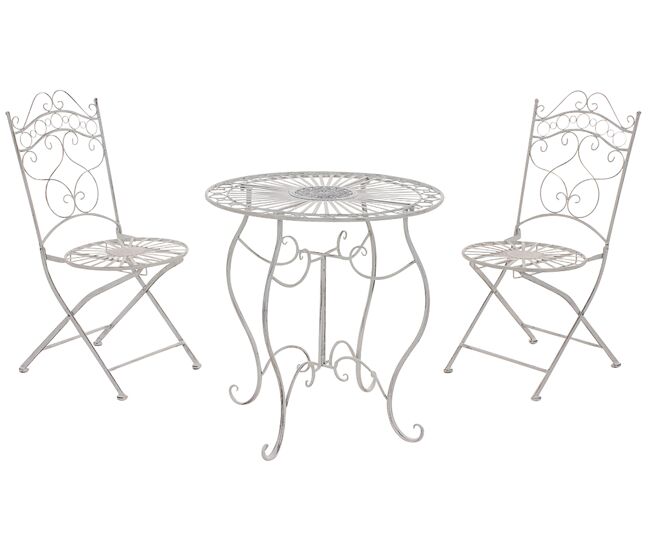 Conjunto de muebles de jardín indra metal blanco antiguo 50x40x92 cm