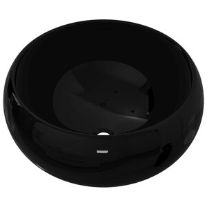 Lavatório - Lavabo - Pia de banheiro redondo em cerâmica preto 40x15 cm