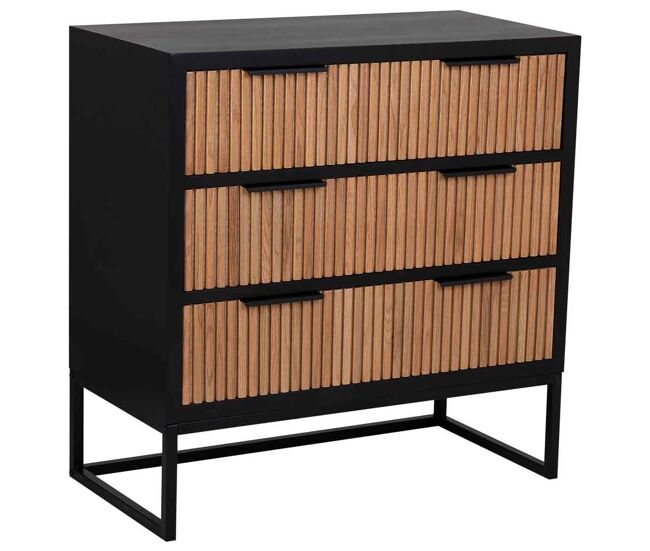 Cómoda de 3 cajones madera y metal 80x39,5x81h cm