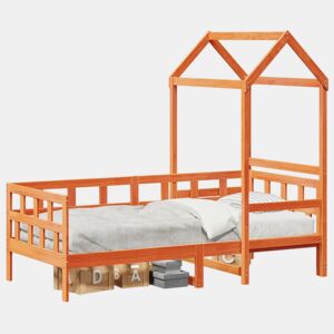 Cama infantil - Cama para crianças com telhado 90x200 cm pinho maciço castanho-mel