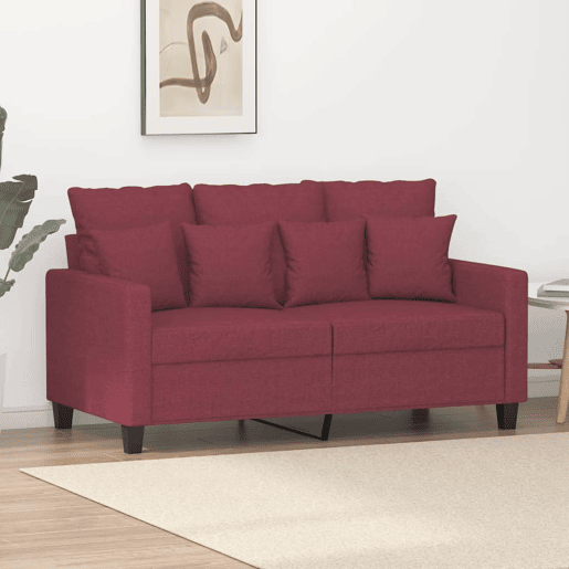 Sofá de 2 lugares - Sofá fixo tecido 120 cm vermelho tinto