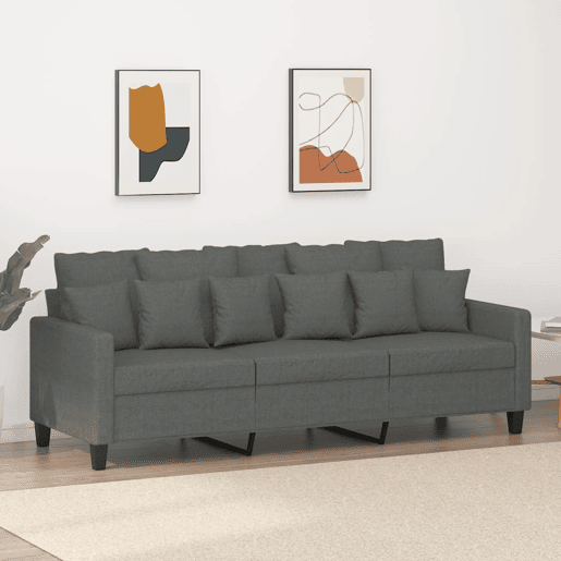 Sofá de 3 lugares - Sofá fixo 180 cm tecido cinza-escuro