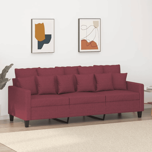 Sofá de 3 lugares - Sofá fixo tecido 180 cm vermelho tinto