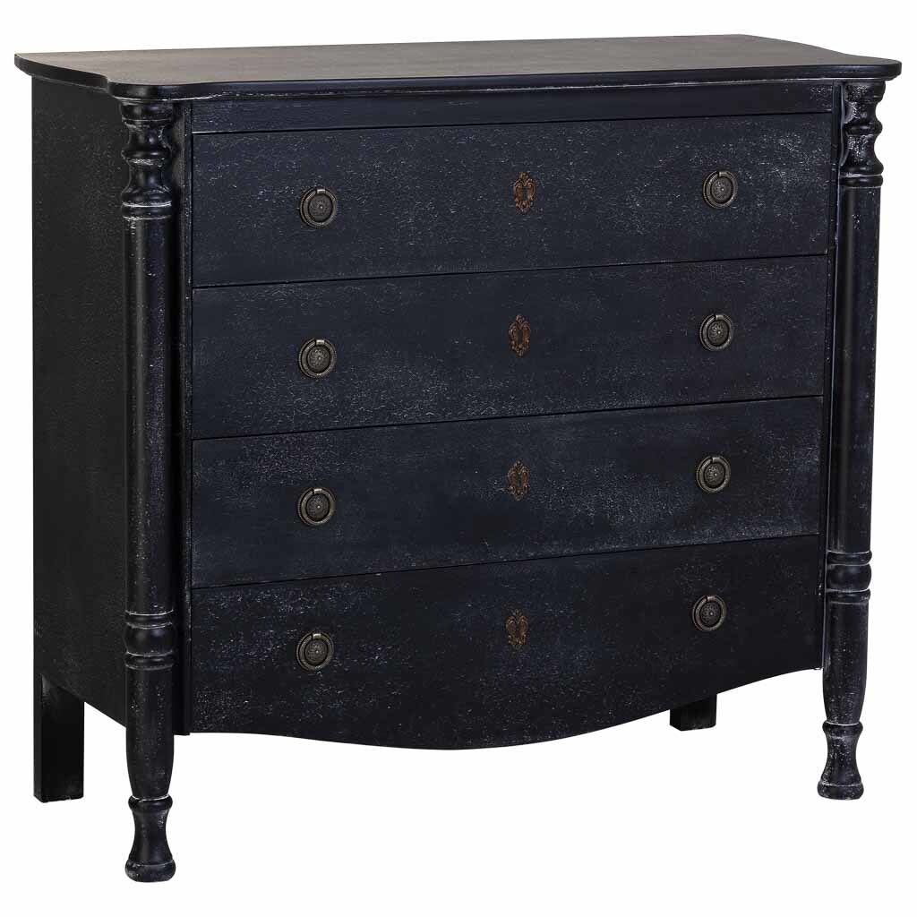 Cómoda de madera lacada envejecida 100 Negro