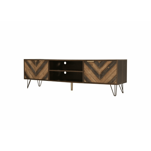 Móvel TV efeito madeira, 2 portas e 2 nichos abertos, castanho, 155x38x48cm